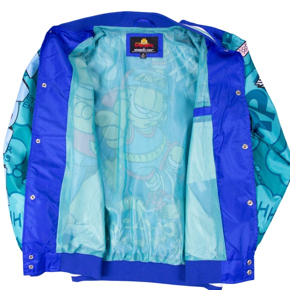 Members Only x Garfield Mens Blue Varsity Bomber Jacket Graphics Size M - Picture 3 of 14